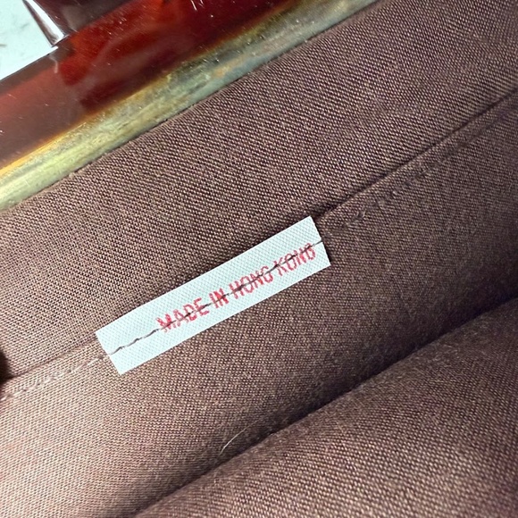 Vintage Brown Genuine Suede Leather Clutch Purse w/ Leucite Closure Bag 1970s - Picture 7 of 7